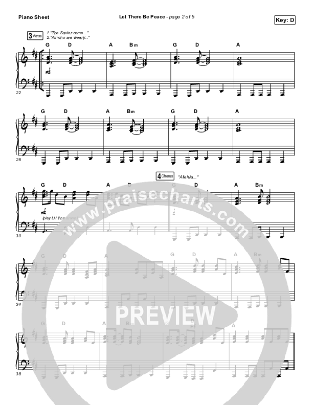 Let There Be Peace Piano Sheet (Highlands Worship)