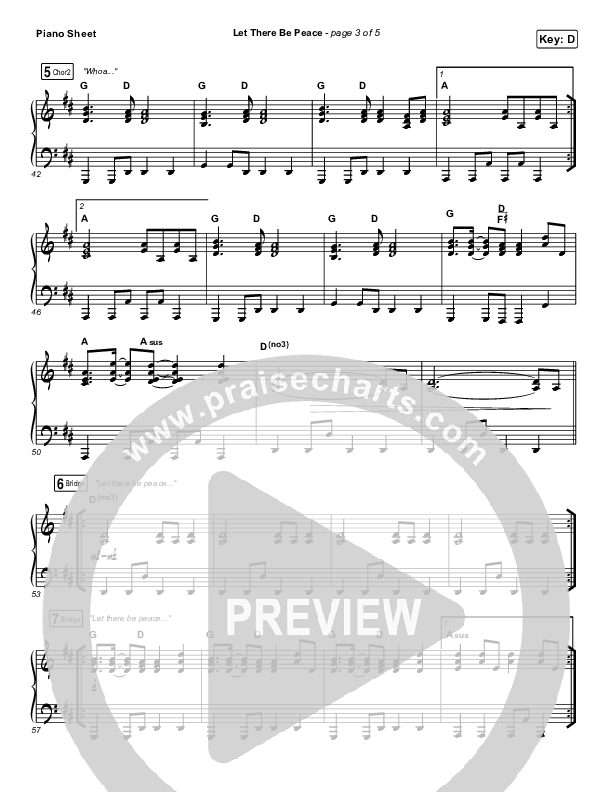Let There Be Peace Piano Sheet (Highlands Worship)
