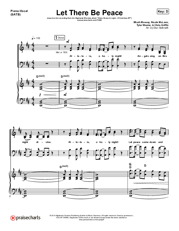 Let There Be Peace Piano/Vocal Pack (Highlands Worship)