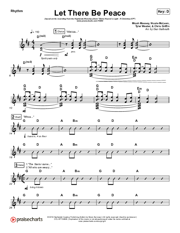 Let There Be Peace Rhythm Chart (Highlands Worship)