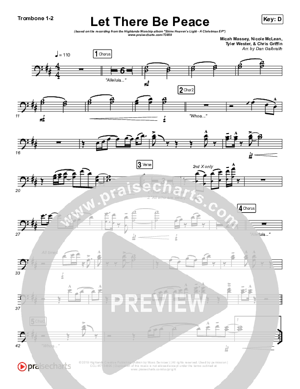 Let There Be Peace Trombone 1/2 (Highlands Worship)