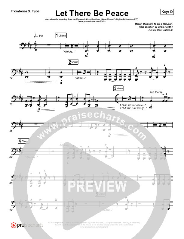 Let There Be Peace Trombone 3/Tuba (Highlands Worship)
