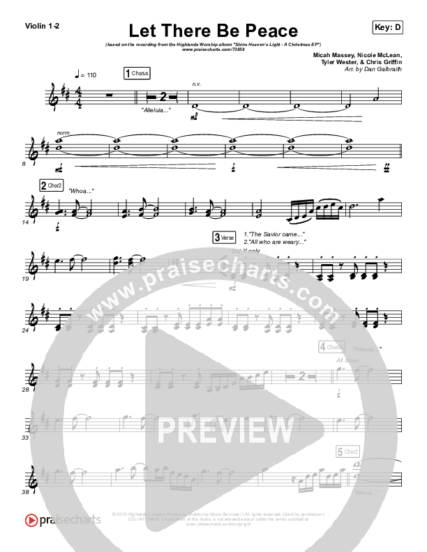 Let There Be Peace Violin 1/2 (Highlands Worship)