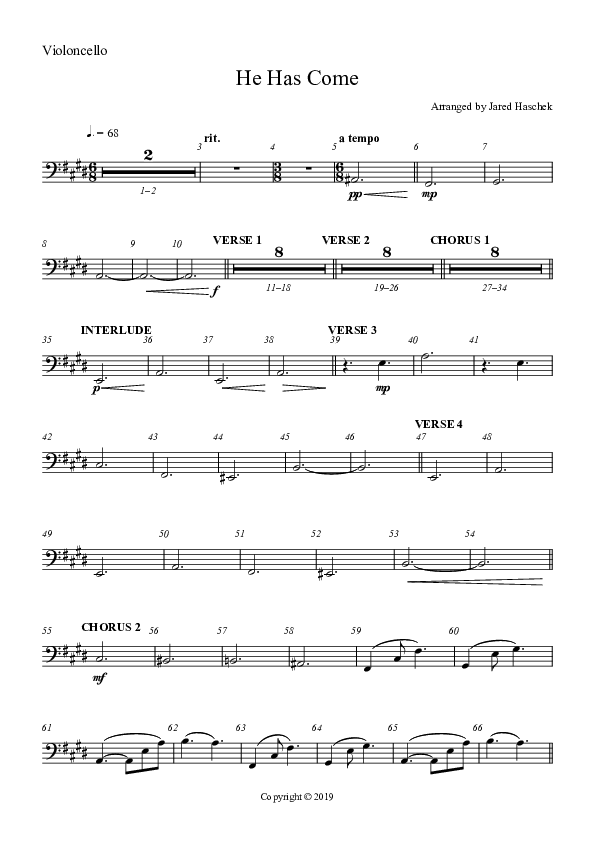 He Has Come Violincello (Highlands Worship)