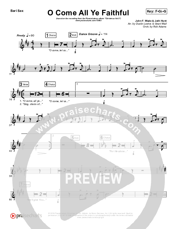 O Come All Ye Faithful Bari Sax (Planetshakers)