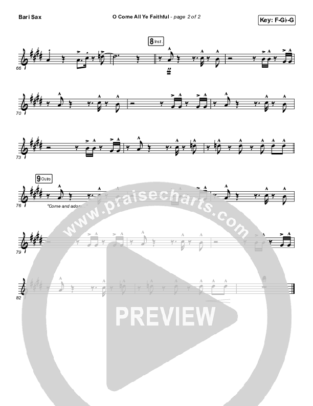 O Come All Ye Faithful Bari Sax (Planetshakers)