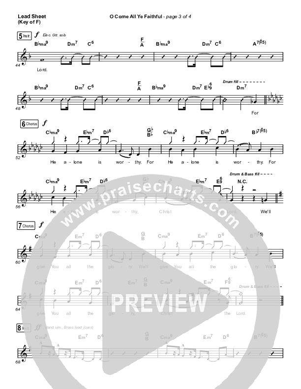 O Come All Ye Faithful Lead Sheet (Melody) (Planetshakers)
