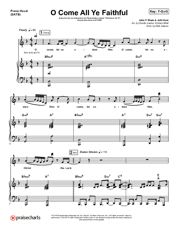 O Come All Ye Faithful Piano/Vocal (SATB) (Planetshakers)