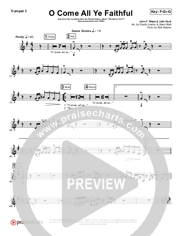 O Come All Ye Faithful Trumpet 3 (Planetshakers)