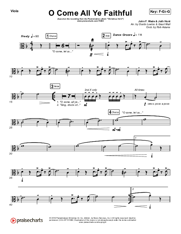 O Come All Ye Faithful Viola (Planetshakers)