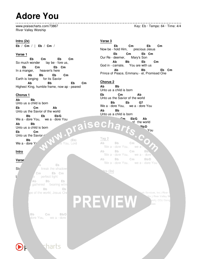 Adore You Chords & Lyrics (River Valley Worship)