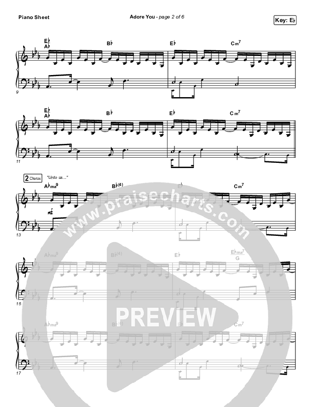 Adore You Piano Sheet (River Valley Worship)