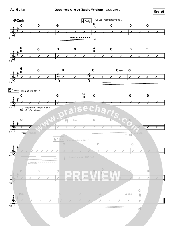 Goodness Of God (Radio) Acoustic Guitar (Jenn Johnson / Bethel Music)