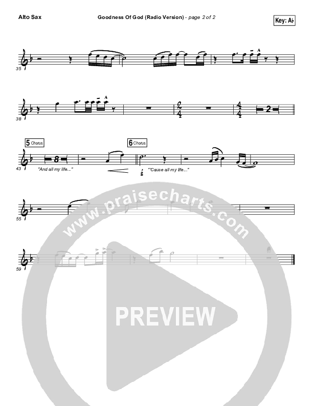 Goodness Of God (Radio) Alto Sax (Jenn Johnson / Bethel Music)