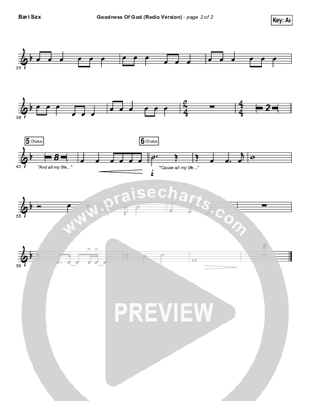 Goodness Of God (Radio) Bari Sax (Jenn Johnson / Bethel Music)