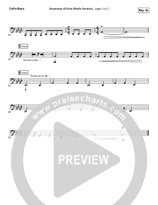 Goodness Of God (Radio) Cello/Bass (Jenn Johnson / Bethel Music)