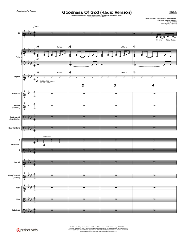 Goodness Of God (Radio) Conductor's Score (Jenn Johnson / Bethel Music)