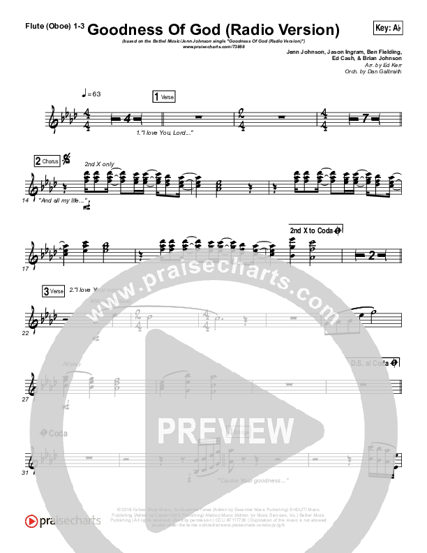 Goodness Of God (Radio) Wind Pack (Jenn Johnson / Bethel Music)