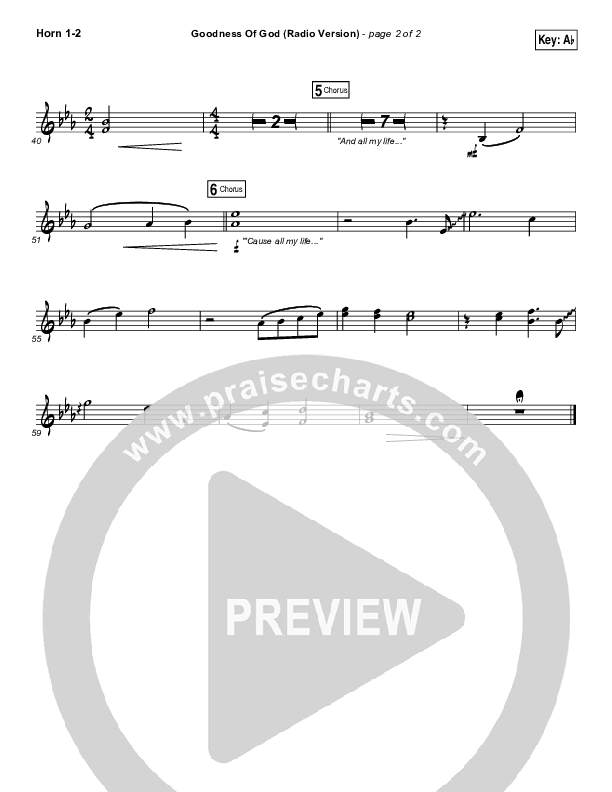 Goodness Of God (Radio) French Horn 1/2 (Jenn Johnson / Bethel Music)