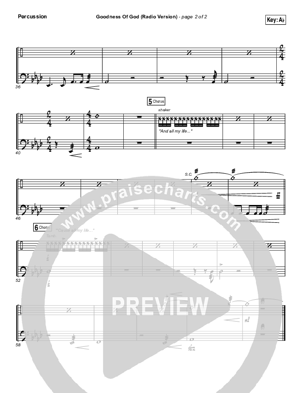 Goodness Of God (Radio) Percussion (Jenn Johnson / Bethel Music)