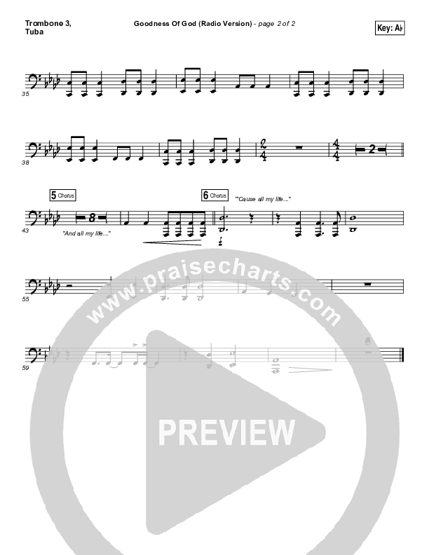 Goodness Of God (Radio) Trombone 3/Tuba (Jenn Johnson / Bethel Music)