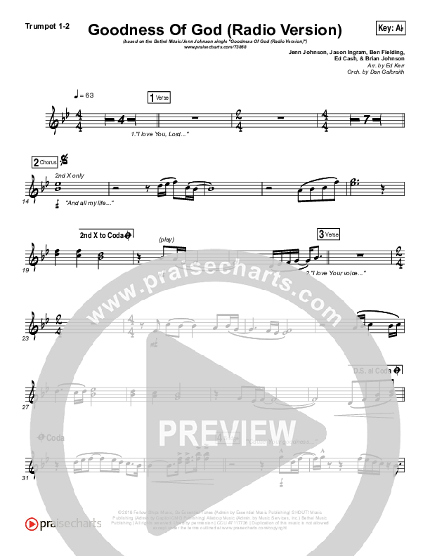 Goodness Of God (Radio) Brass Pack (Jenn Johnson / Bethel Music)