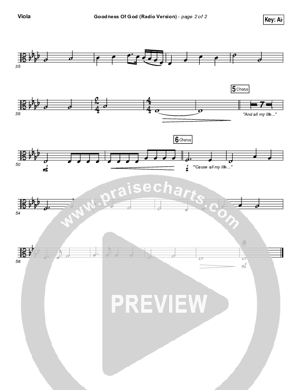 Goodness Of God (Radio) Viola (Jenn Johnson / Bethel Music)