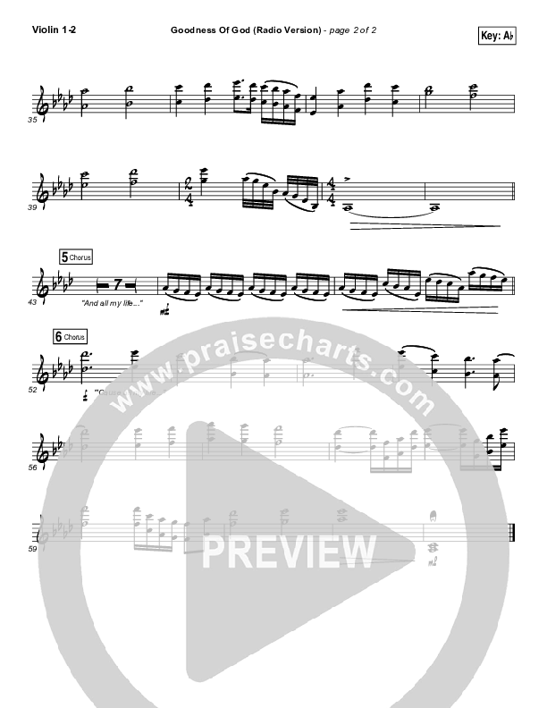 Goodness Of God (Radio) Violin 1/2 (Jenn Johnson / Bethel Music)