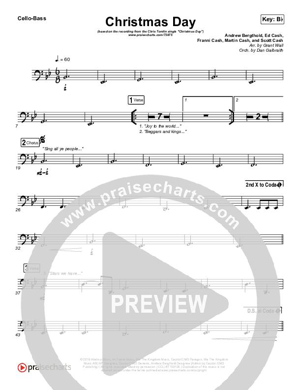 Christmas Day Cello/Bass (Chris Tomlin / We The Kingdom)