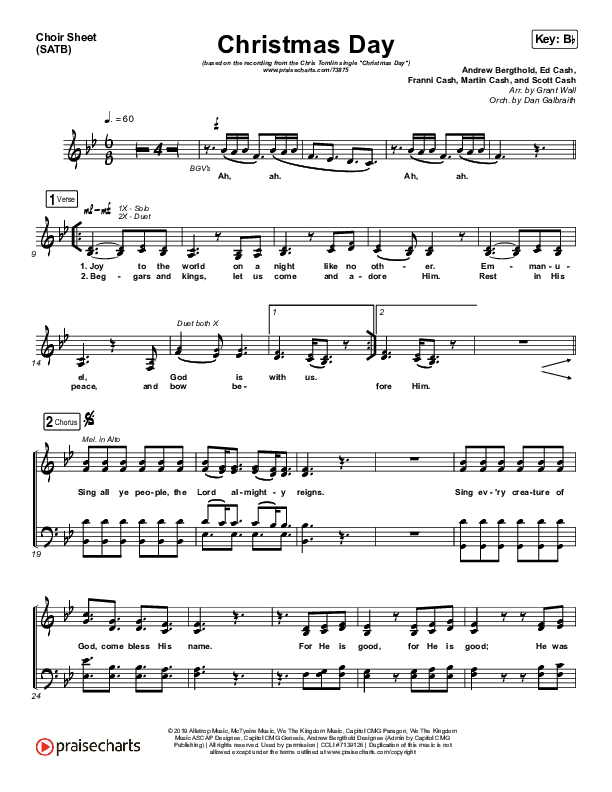 Christmas Day Choir Sheet (SATB) (Chris Tomlin / We The Kingdom)