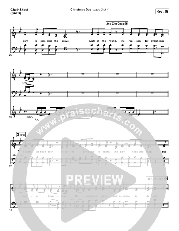 Christmas Day Choir Sheet (SATB) (Chris Tomlin / We The Kingdom)