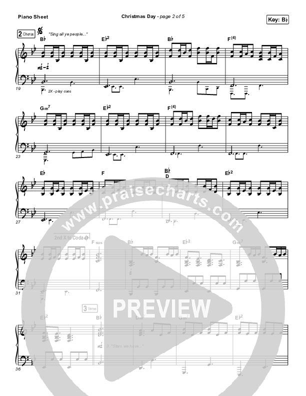 Christmas Day Piano Sheet (Chris Tomlin / We The Kingdom)