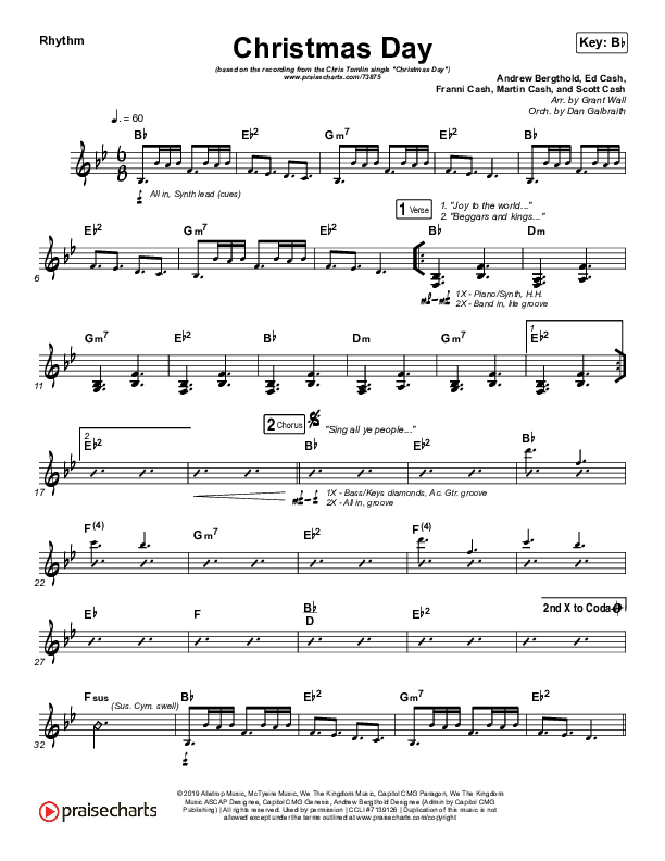 Christmas Day Rhythm Chart (Chris Tomlin / We The Kingdom)