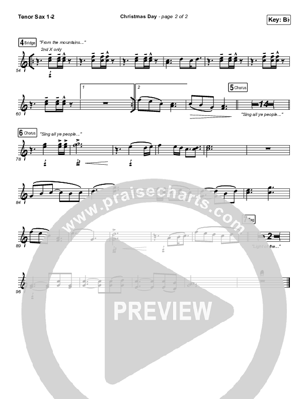 Christmas Day Tenor Sax 1/2 (Chris Tomlin / We The Kingdom)