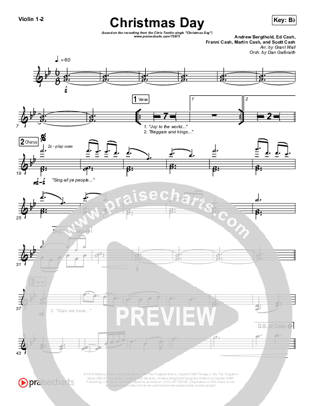 Christmas Day Violin 1/2 (Chris Tomlin / We The Kingdom)