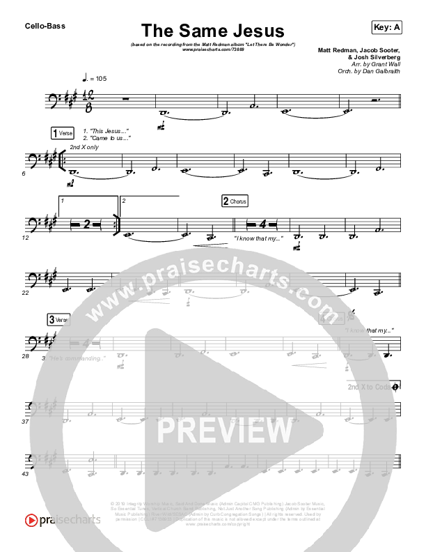 The Same Jesus (Single) Cello/Bass (Matt Redman)