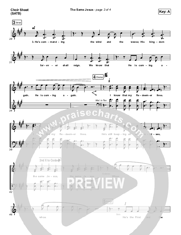 The Same Jesus (Single) Choir Sheet (SATB) (Matt Redman)