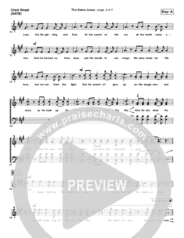 The Same Jesus (Single) Choir Sheet (SATB) (Matt Redman)