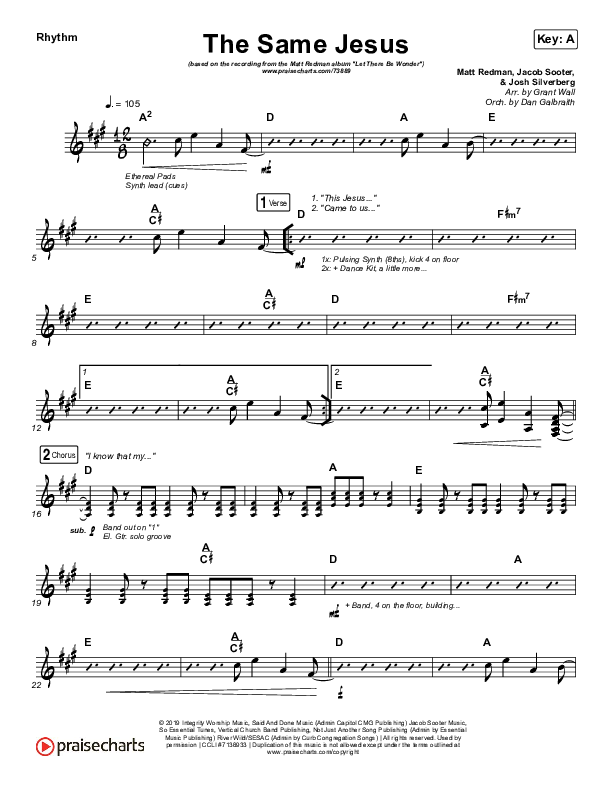 The Same Jesus (Single) Rhythm Chart (Matt Redman)