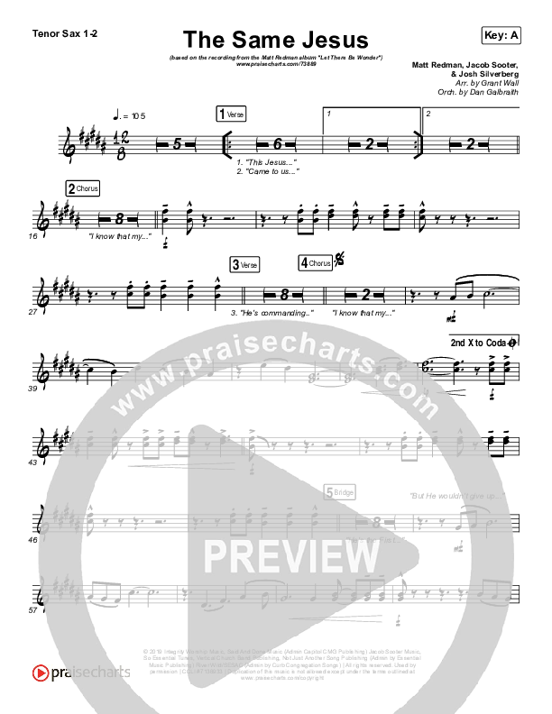 The Same Jesus (Single) Tenor Sax 1/2 (Matt Redman)