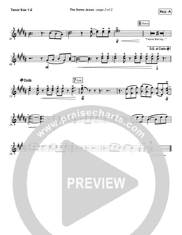 The Same Jesus (Single) Tenor Sax 1/2 (Matt Redman)