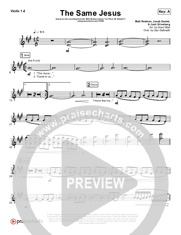 The Same Jesus (Single) Violin 1/2 (Matt Redman)