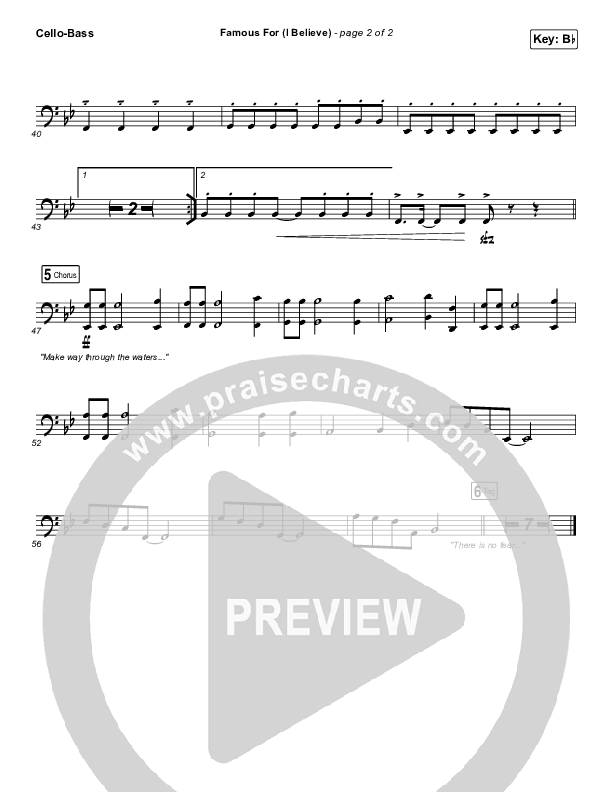 Famous For (I Believe) Cello/Bass (Tauren Wells)