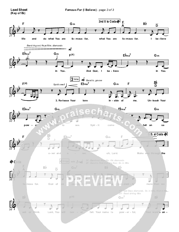 Famous For (I Believe) Lead Sheet (Melody) (Tauren Wells)