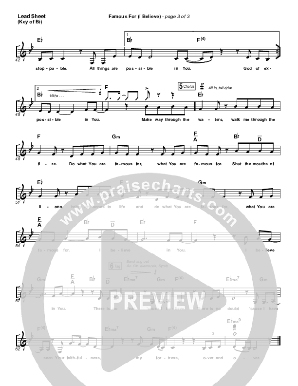 Famous For (I Believe) Lead Sheet (Melody) (Tauren Wells)