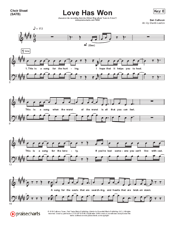 Love Has Won Choir Vocals (SATB) (Citizen Way)