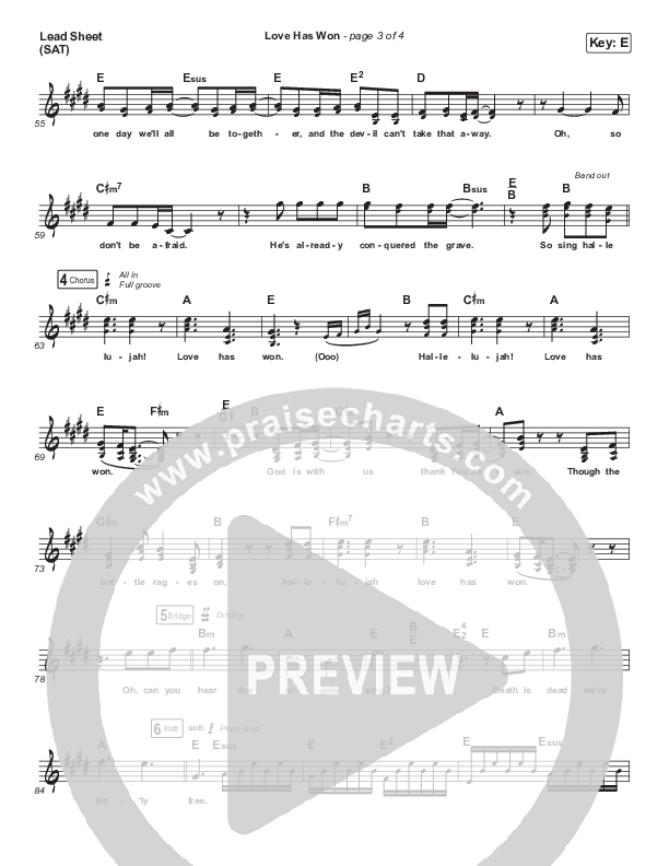 Love Has Won Lead Sheet (SAT) (Citizen Way)