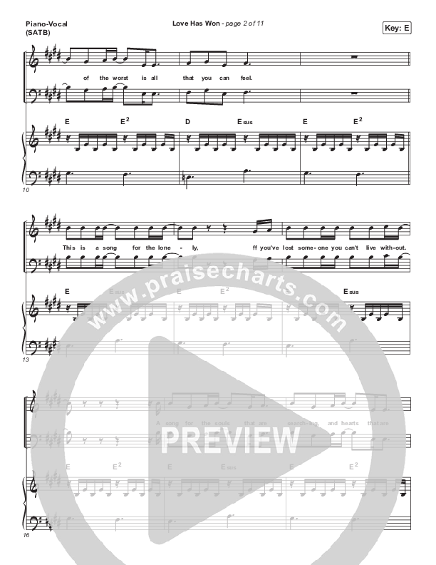 Love Has Won Piano/Vocal (SATB) (Citizen Way)