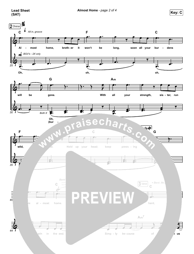 Almost Home Sheet Music PDF (MercyMe) PraiseCharts