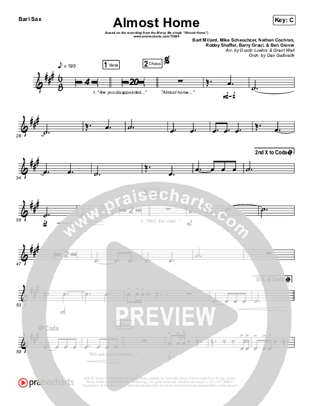 Almost Home Bari Sax (MercyMe)